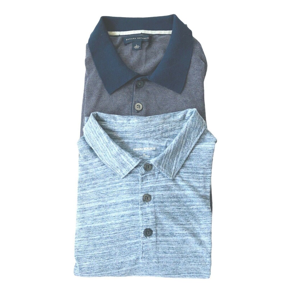 Banana Republic Two Polo Shirts Luxury Touch  Gray and Blue Men L And XL